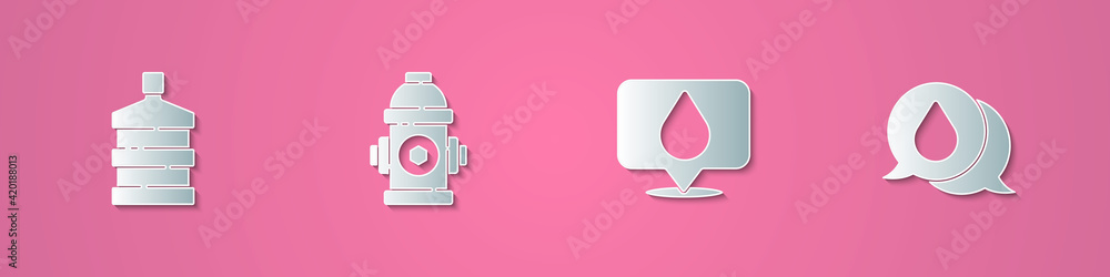 Set paper cut Big bottle with clean water, Fire hydrant, Water drop ...
