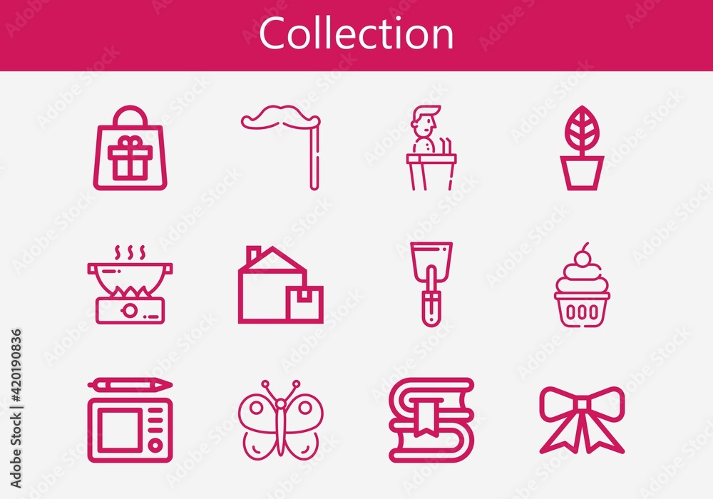 Premium set of collection line icons. Simple collection icon pack. Stroke vector illustration on a white background. Modern outline style icons collection of Cooking Premium set of collection line icons. Simple collection icon pack. Stroke vector illustration on a white background. Modern outline style icons collection of Cooking