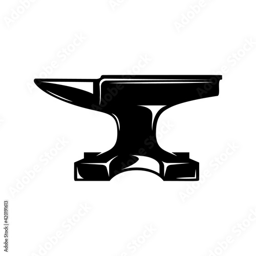 Illustration of blacksmith anvil isolated on white background. Design element for poster, card, banner, sign. Vector illustration