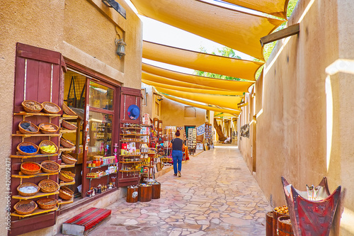 The stalls of Al Souk al Kabir (Old Market) in Dubai, UAE photo