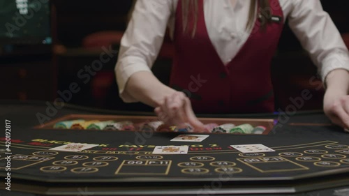 Croupier gambling table in casino