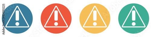 Bunter Banner mit 4 Buttons: Vorsicht, Alarm, Warnung photo