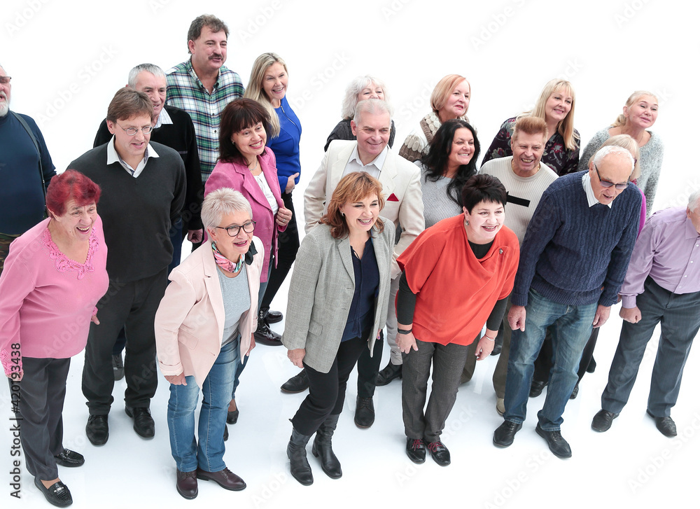 group of diverse people of retirement age standing together