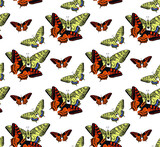pattern with butterflies yellow and red