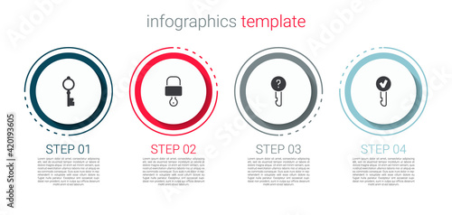 Set Old key, Lock and, Undefined and Key. Business infographic template. Vector