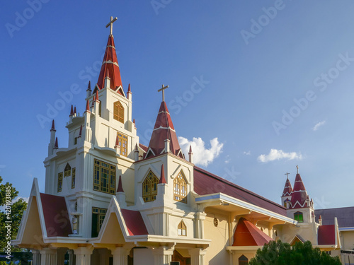 Wallpaper Mural Landscape view of Mary Queen of the Rosary cathedral church in catholic Larantuka, East Flores island, East Nusa Tenggara, Indonesia Torontodigital.ca