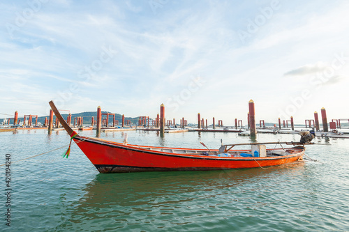 traditional Thai Long tailed boat at phuket dock  Thailand