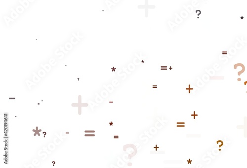 Light Red vector texture with mathematic symbols.