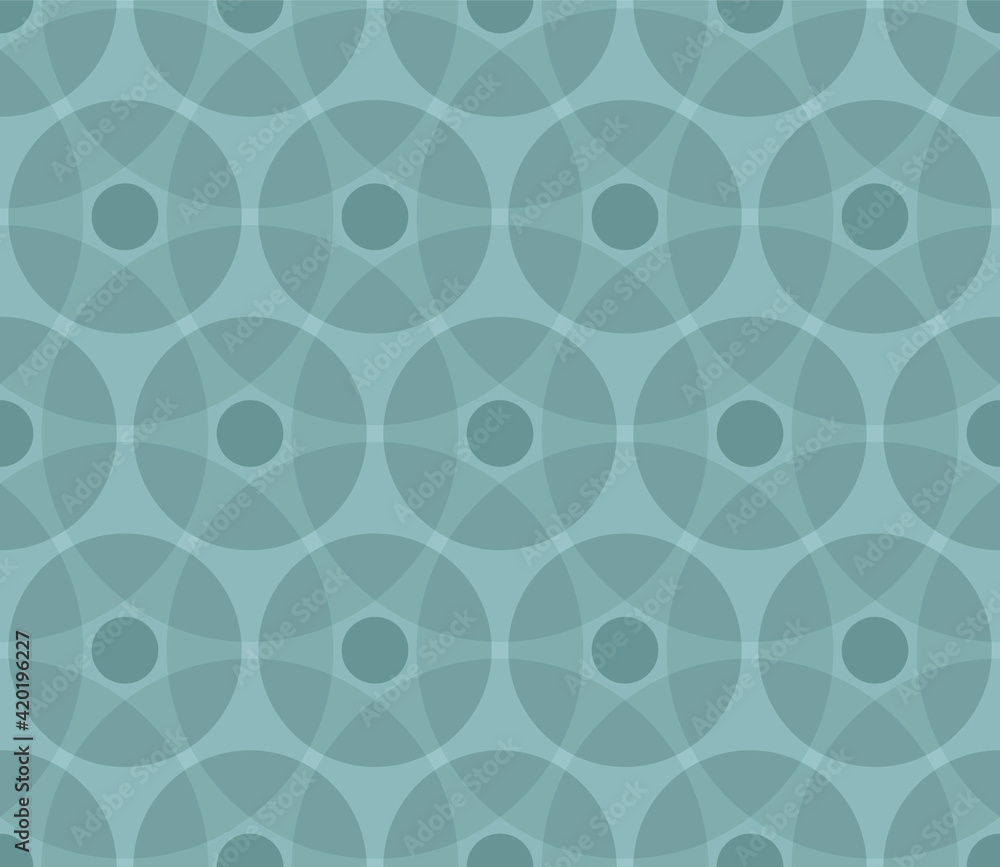 Fototapeta premium Seamless pattern with circles, blue. Seamless pattern with circular motifs in retro style.