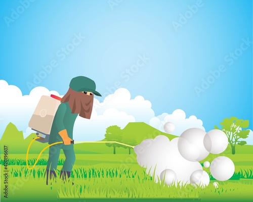 Occupational Related Diseases by herbicide. vector illustration isolated cartoon