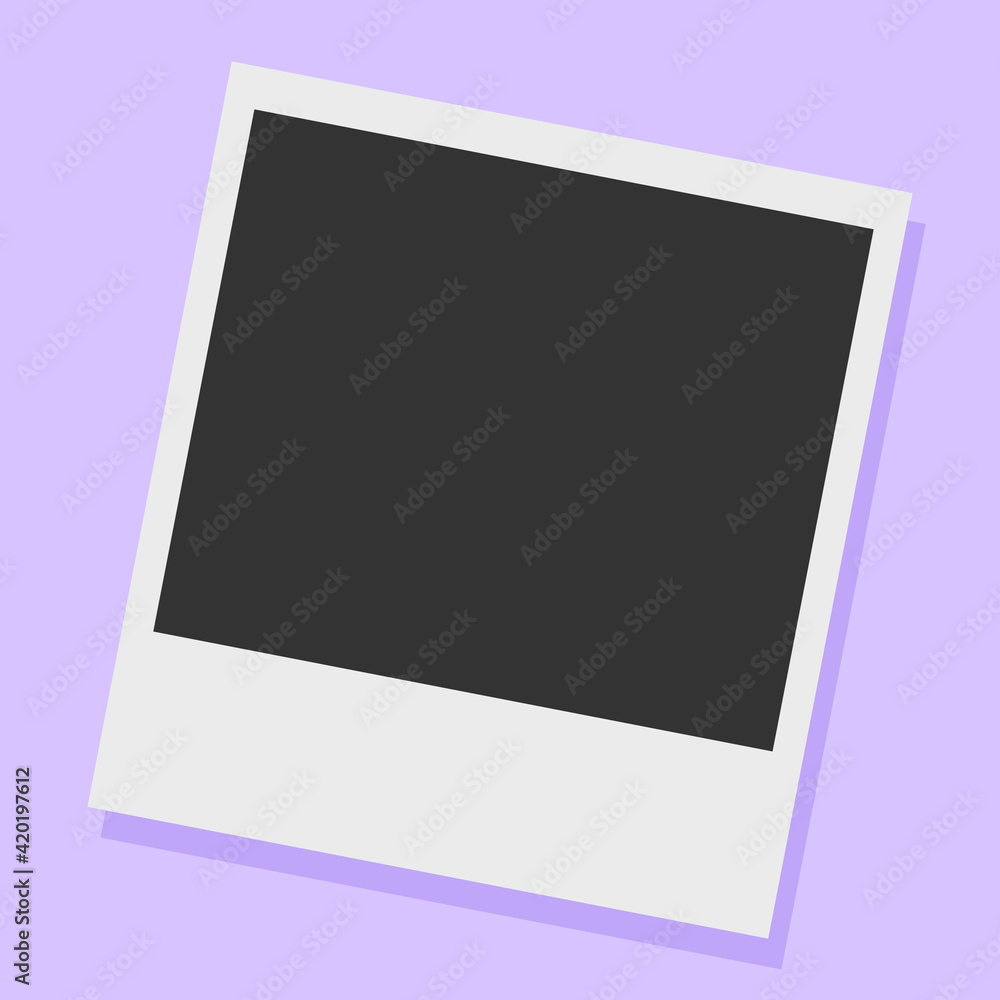 retro polaroid photo frame template design isolated on purple