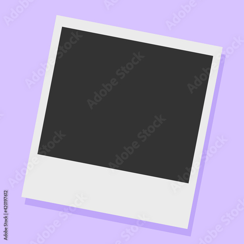 retro polaroid photo frame template design isolated on purple background for social media post template, social media template, and promotion template