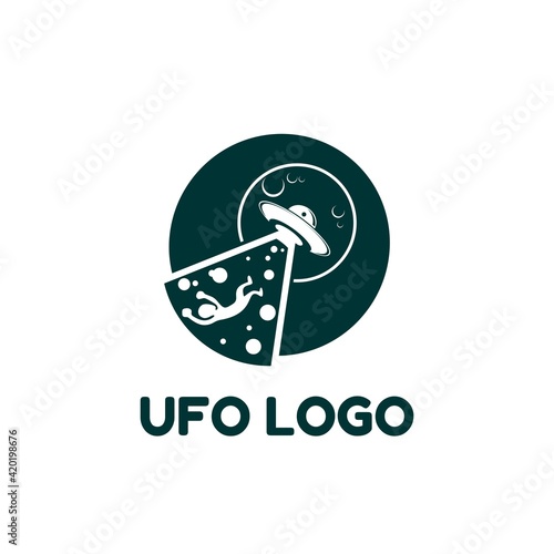 Unidentified flying object alien space creature logo icon design vector illustration 