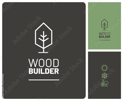 Logo constructeur maison bois, éco responsable, écologique, autonome