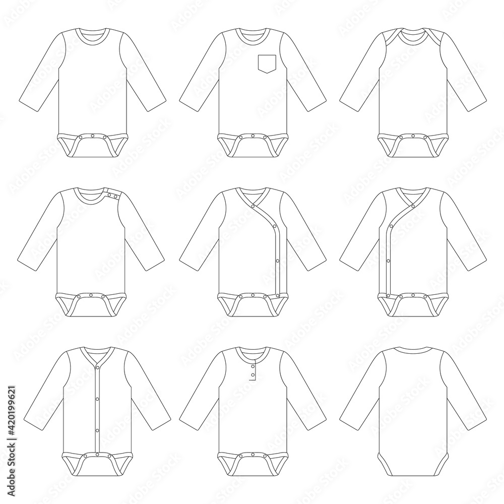 Technical Drawing - Long Sleeve Baby Onesie