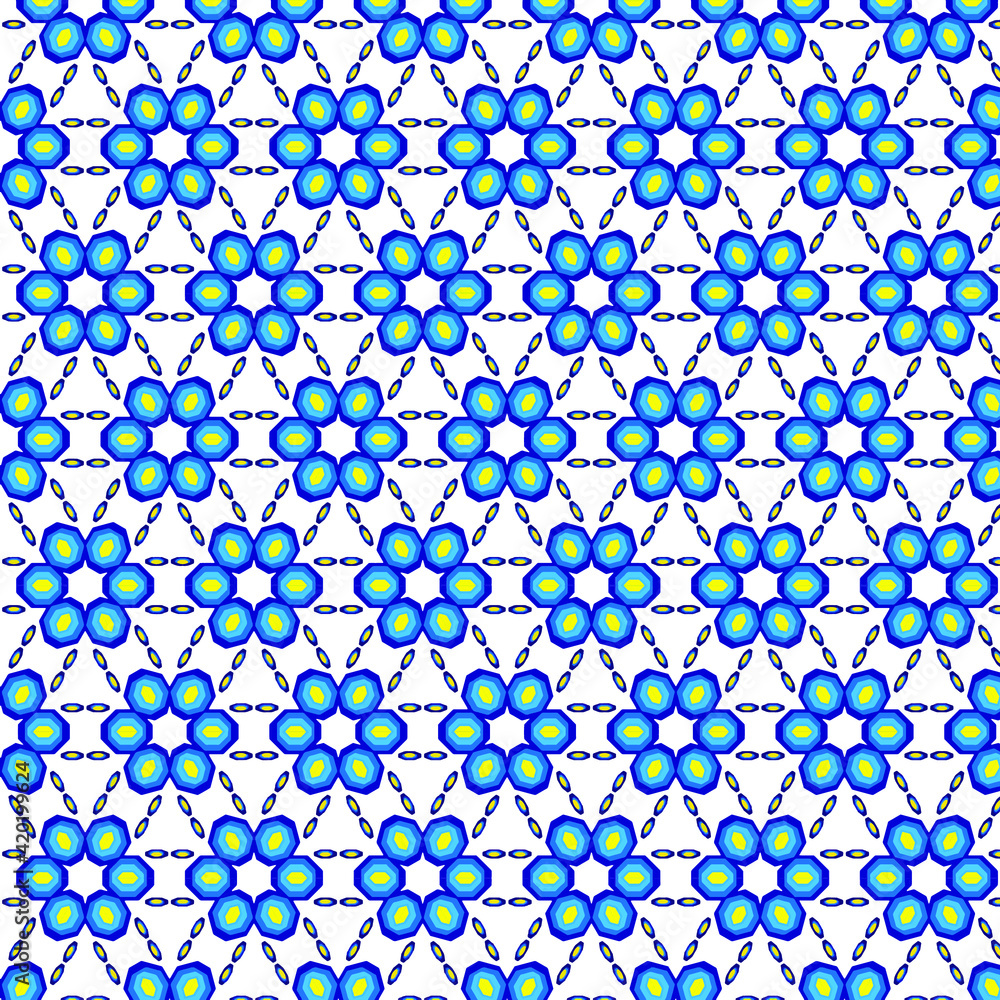 Template. Geometric .Kaleidoscope. Eight squares. Blue and yellow. Factory textiles. Wallpaper for the interior. Present. Gift paper. Banner. Template. Geometric .Kaleidoscope. Eight squares. Blue and yellow. Factory textiles. Wallpaper for the interior. Present. Gift paper. Banner.