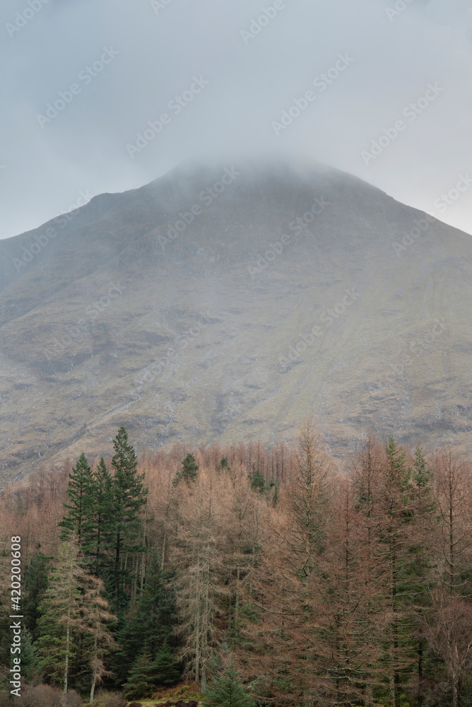 Stunning landscape image of Torren Lochan in Glencoe in Scottish Highlands on a Winter day
