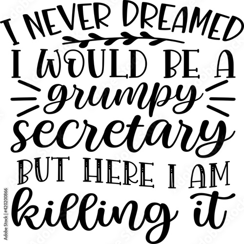 I never dreamed I would be a grumpy secretary but here I am killing it