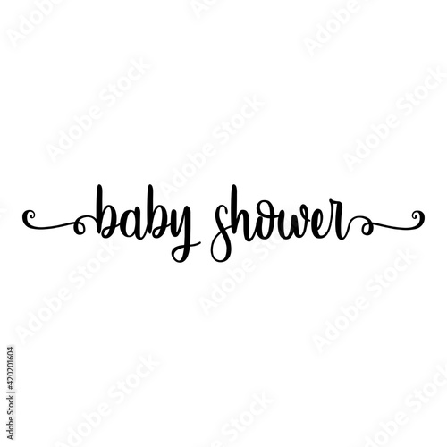 Banner con texto manuscrito baby shower escrito a mano con florituras en color negro