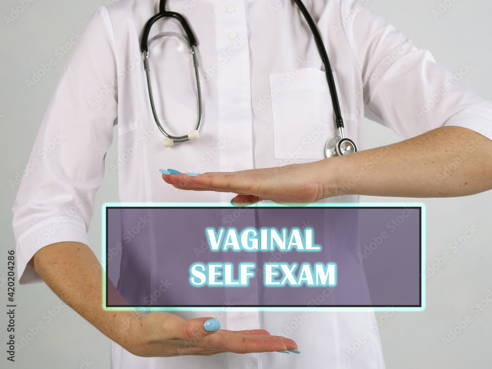 VAGINAL SELF EXAM text in futuristic screen. VAGINAL SELF EXAM text in futuristic screen.