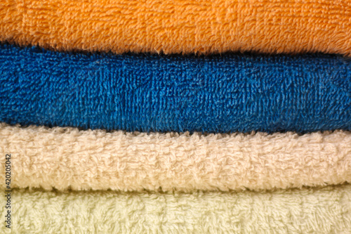 stack of colorful bath towels