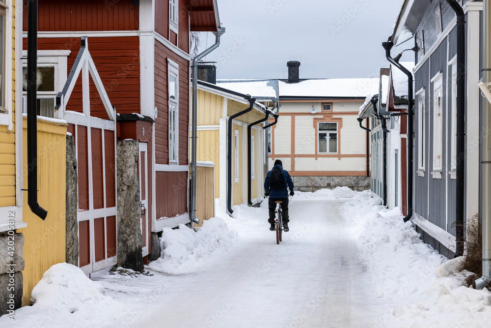 Fototapeta premium Cyclist on the street