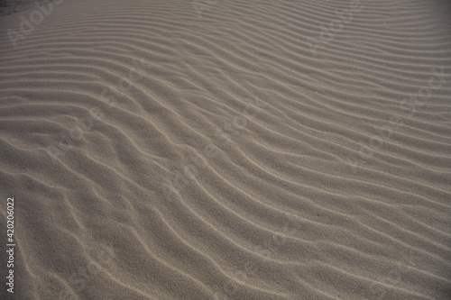 Abstract beach images with sand lines and sculptures on the Dutch beach