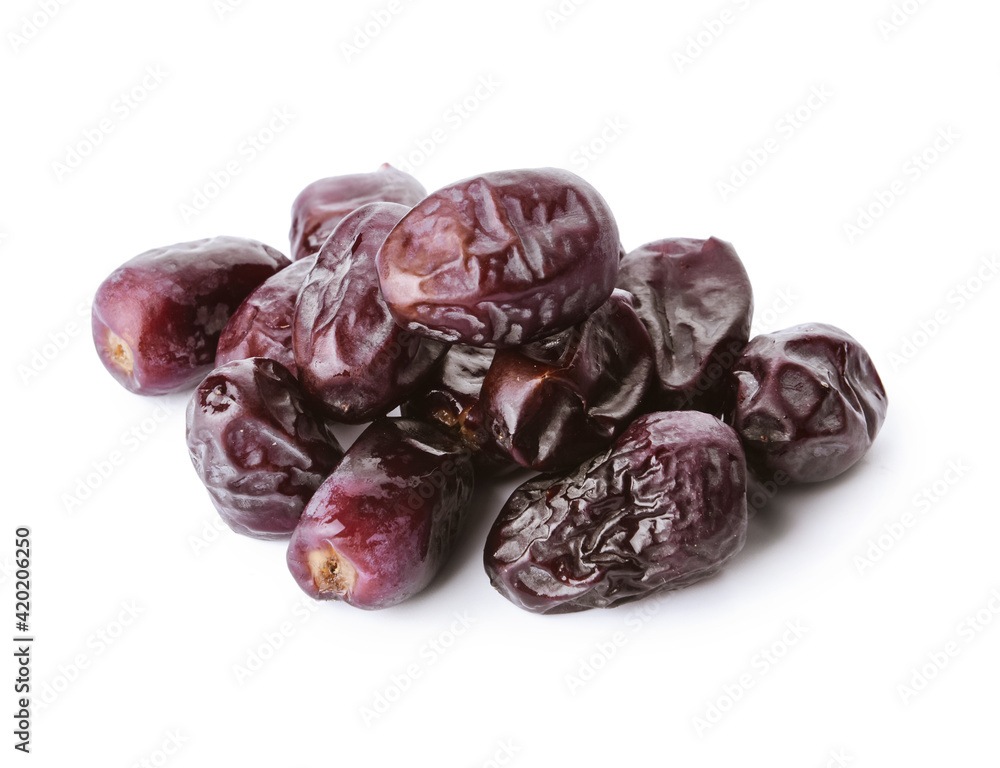 Sweet dried dates on white background Sweet dried dates on white background