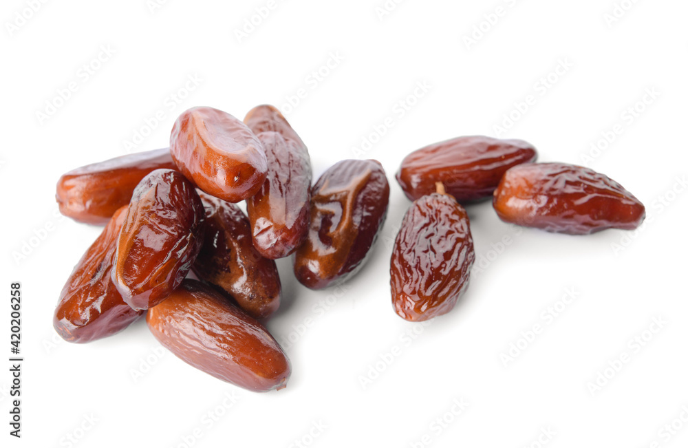 Sweet dried dates on white background Sweet dried dates on white background