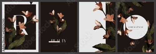 Set of beautiful elegant vintage floral cover, card, invitation template vector