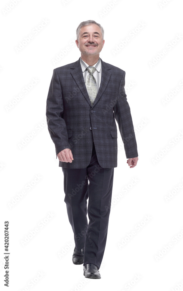 confident adult male striding forward . isolated on a white confident adult male striding forward . isolated on a white