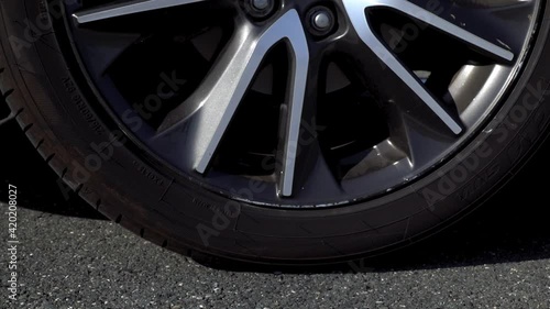 suddenly stopping car on asphalt.
