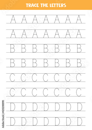 Tracing letters of English alphabet. Writing practice. © Milya Shaykh