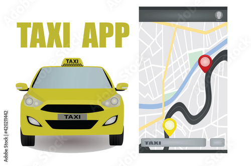 Taxi navigation app. vector illustration 