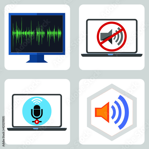 Wallpaper Mural Vector illustration Set for Audio Wave, Audio Reduce, Audio Recording And Audio EPS10. Torontodigital.ca