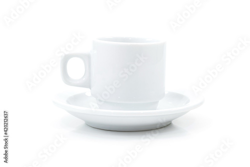 A cup of coffee on a white background