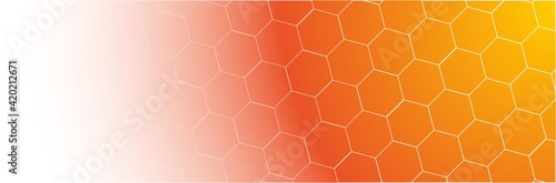 Tonal transition from white through red, orange and honey color with printed geometric hexagons.