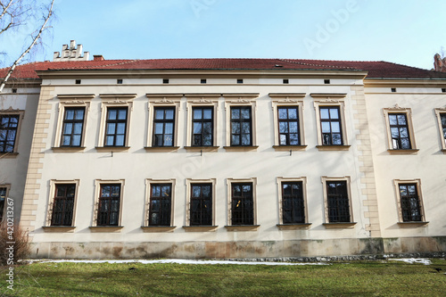 KRAKOW, POLAND - MARCH 10, 2021: Historic buildings in the center of city