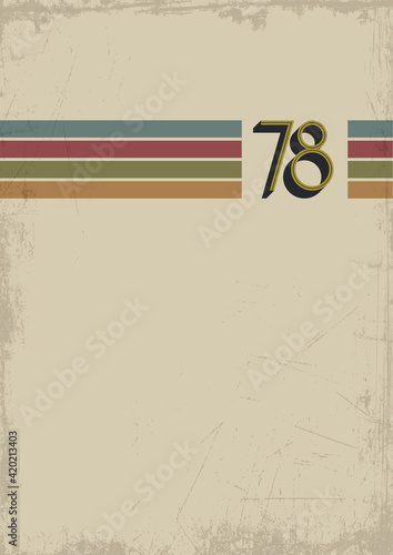 1978 Background, Sport Wear Vintage Color Lines, Grunge Texture