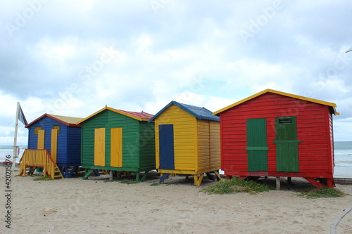 colorful changing rooms in St James beach Muizenberg Cape Town south Africa © shams Faraz Amir
