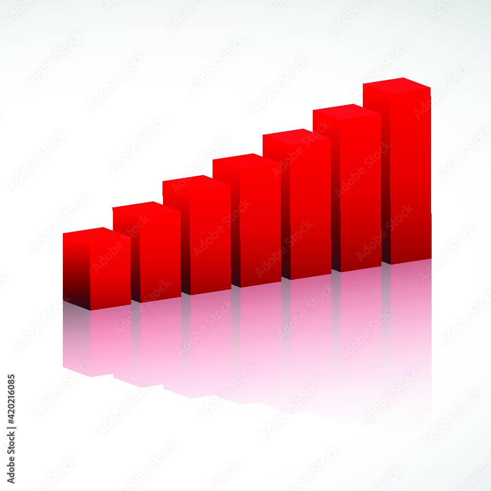 3D red business graph on white background 3D red business graph on white background