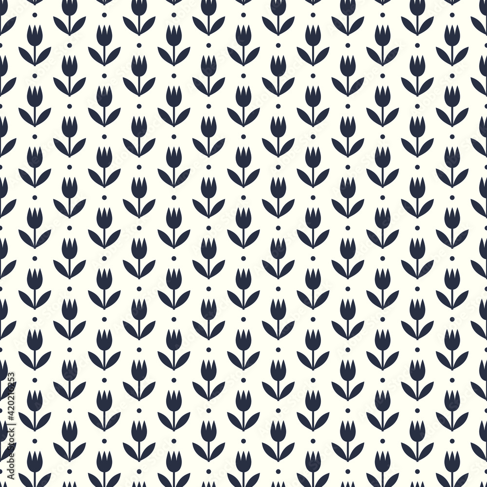 Monochrome floral seamless pattern Monochrome floral seamless pattern