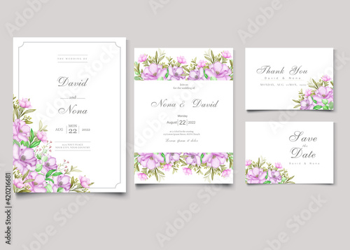 Beautiful floral wreath wedding invitation card template