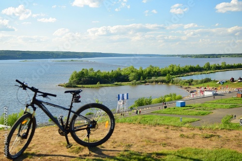 Cycling along the Kama river embankment. Naberezhnye Chelny. Russia.