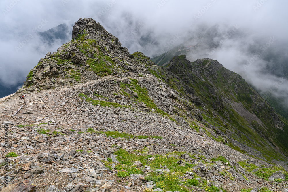 北岳の登山道 北岳の登山道