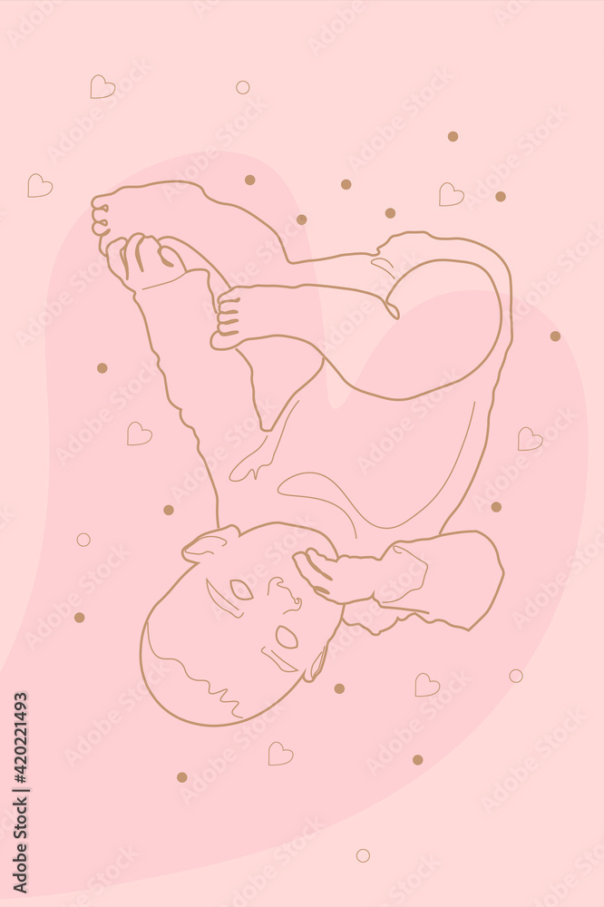 baby lines portrait. pink lines Background. line style baby lines portrait. pink lines Background. line style
