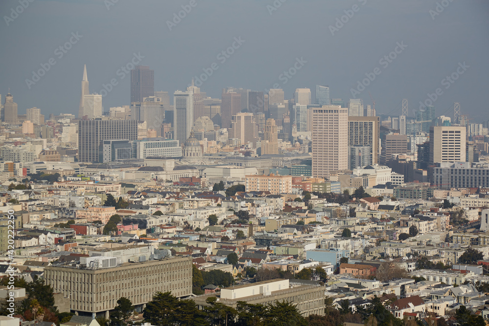 View of San Francisco under overcast sky.