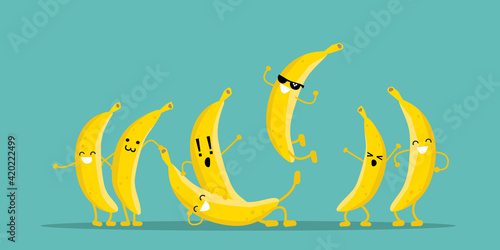 Bananas party. Characters. Vector illustration.