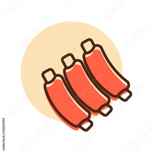 Ribs vector icon food meat. Barbecue and bbq grill