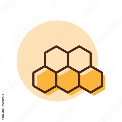 Honeycomb bee vector flat icon. Farm animal sign